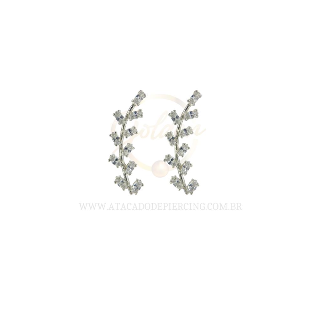 Piercing cluster trio de flores com zircônias Aço e Prata 925